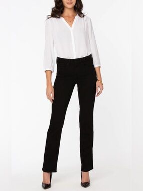 NYDJ Marilyn Straight In Black Jeans